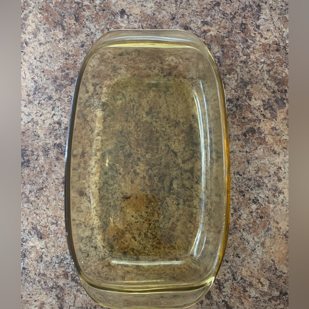 “Rare” Mexico Vintage Amber Glass Casserole Dish Rectangle Loaf Pan 10" x 5"